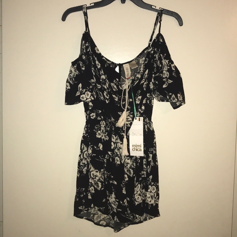 Black & white floral romper