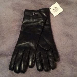 Coach leather and cashmere gloves