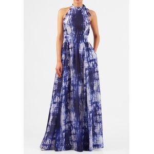 Tie-and-dye print georgette halterneck maxi dress