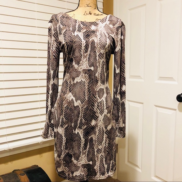 🌺JENNIFER LOPEZ Gorgeous Snake Print Dress Sz M - Picture 2 of 8