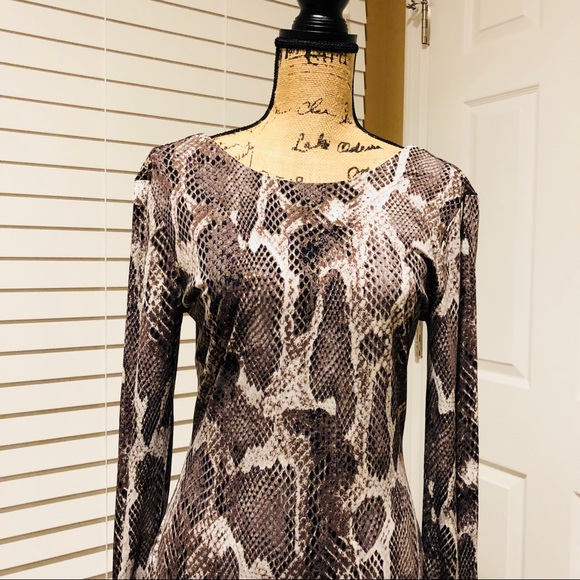 🌺JENNIFER LOPEZ Gorgeous Snake Print Dress Sz M - Picture 3 of 8