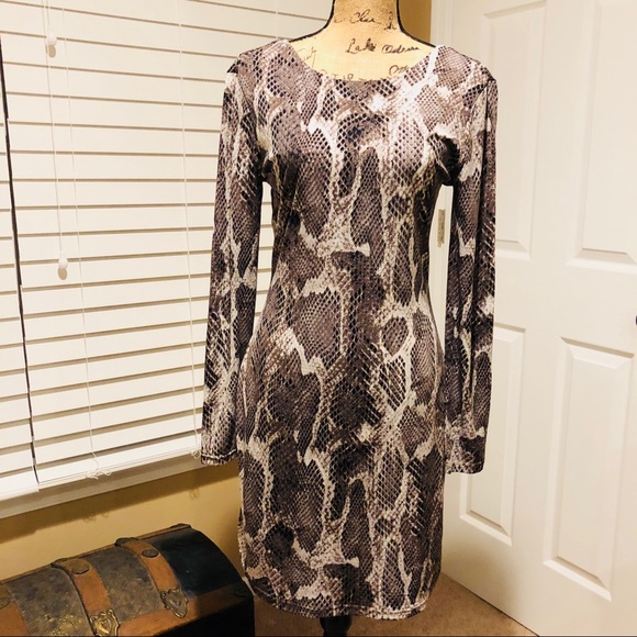 🌺JENNIFER LOPEZ Gorgeous Snake Print Dress Sz M - Picture 7 of 8