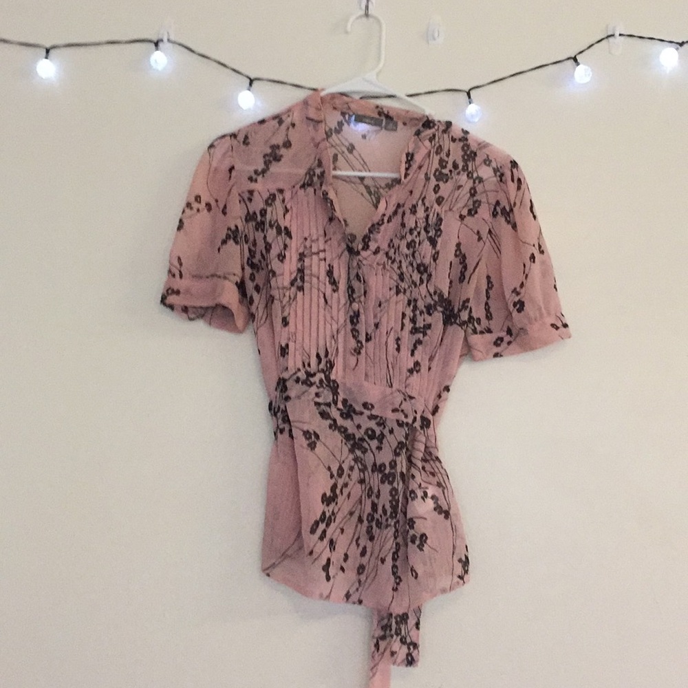 Apt. 9 Sheer Pink Floral Blouse