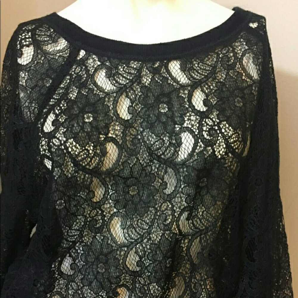 Loft Black Lace Sweatshirt