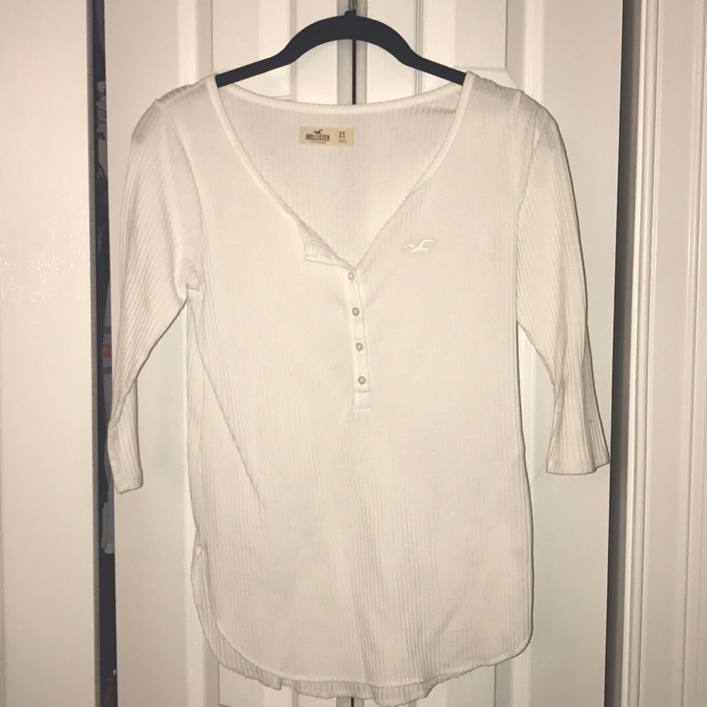 Quarter Sleeve White Hollister Shirt