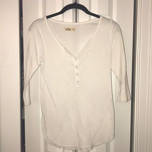 Quarter Sleeve White Hollister Shirt