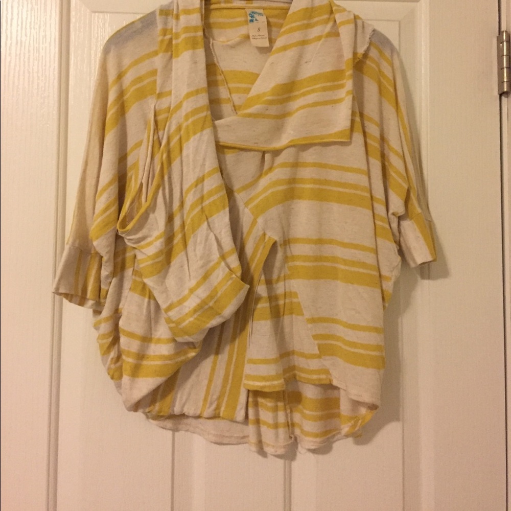 Anthropologie White and Yellow Baggy Knit
