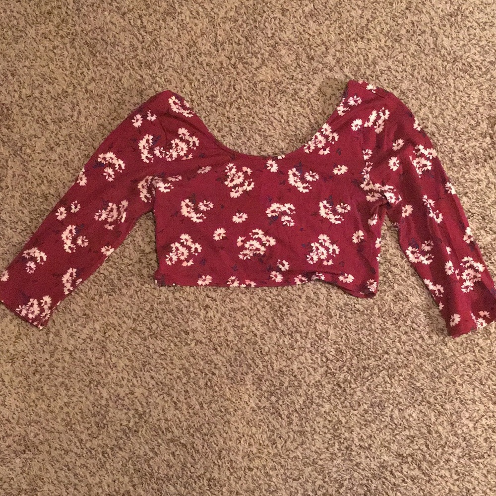 NWOT Charlotte Russe Maroon Floral Crop Top
