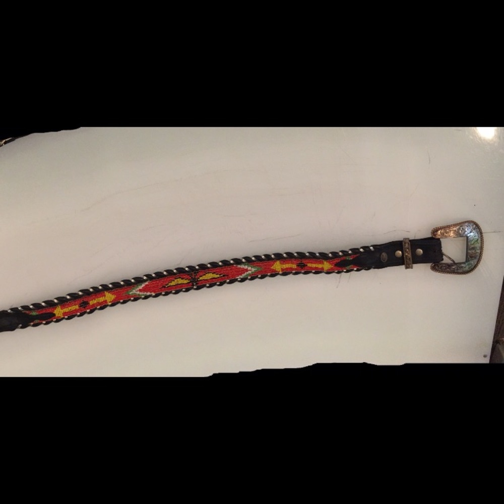 Beaded leather belt