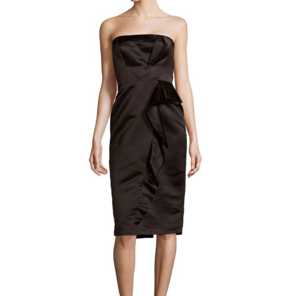 Parker Black Satin Strapless Dress