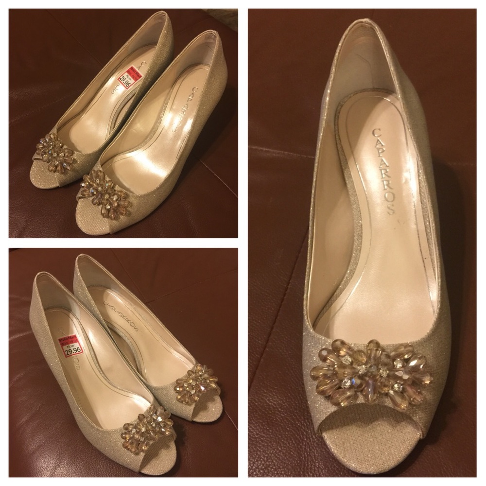 Caparros Glittery Beige Women's Party shoes 👠