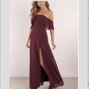 Tobi Wine ruffle maxi dress NWT sz L