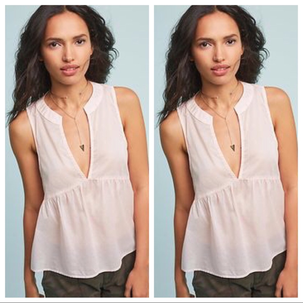 New ANTHROPOLOGIE Cloth & Stone Pink V Neck Top