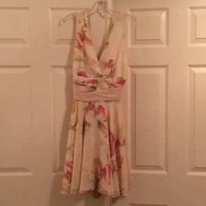 Watercolor Prink Silk Dress with ruching details