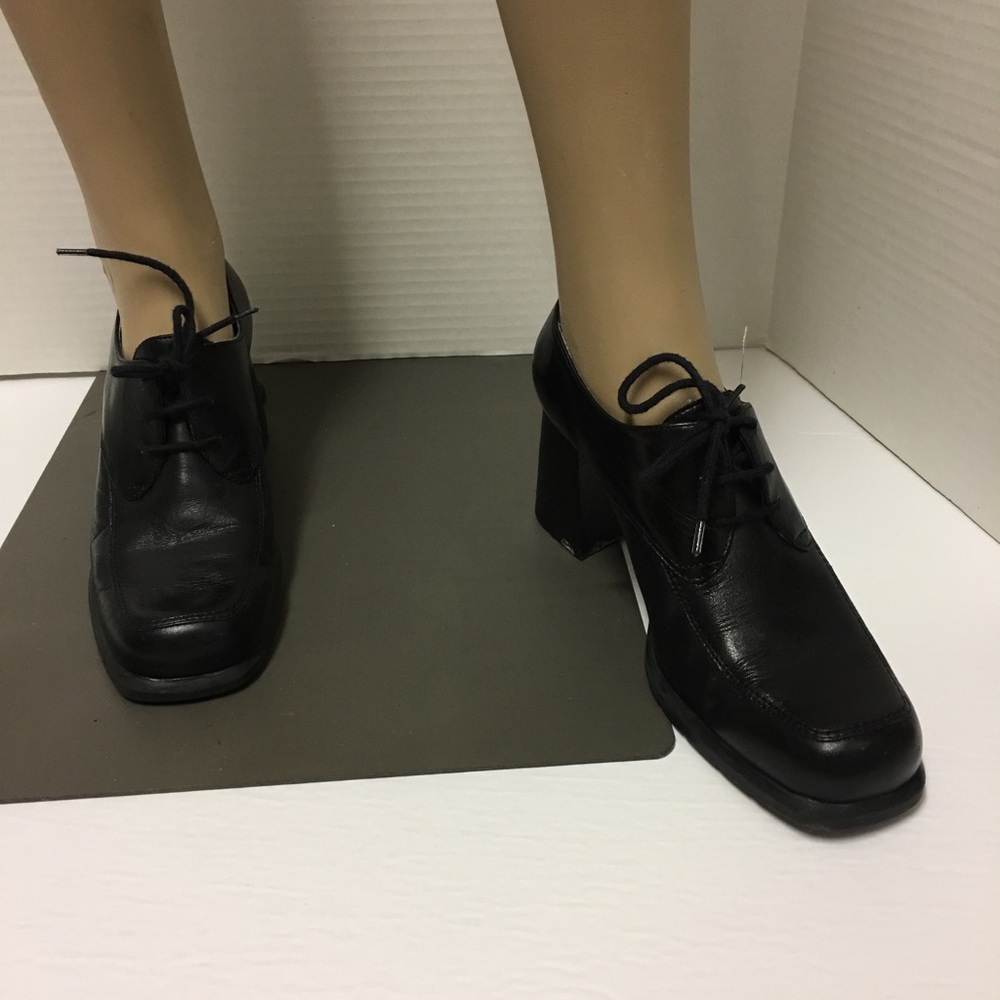 IPanema Block Heel Black Oxford Shoes Sz 8