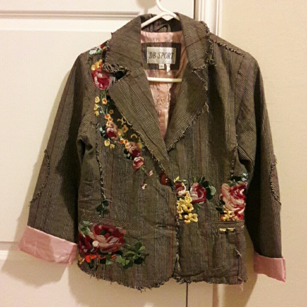 Blazer with embroidery, machine washable