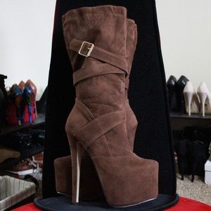 Size 6 Mid Calf Boots Strappy Buckle Platform Sexy