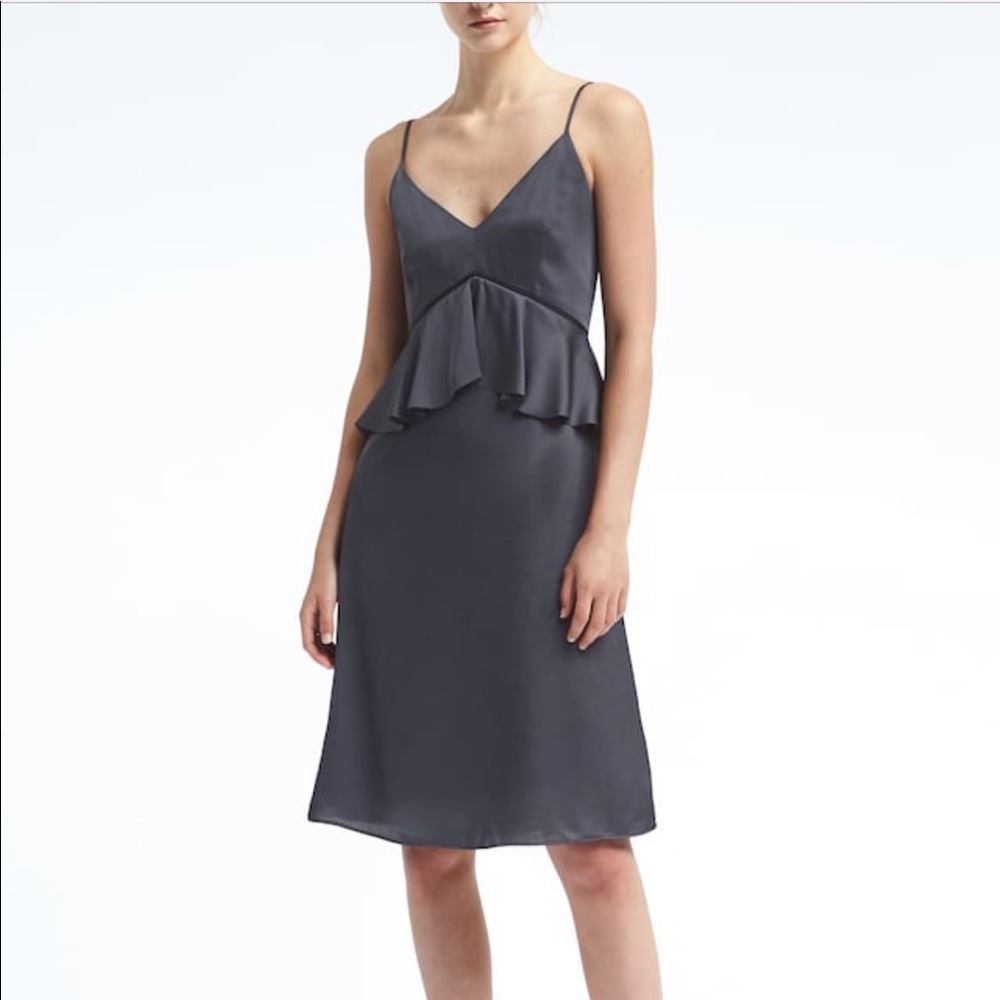 NWT ! BR Baby Blue Peplum Waist Midi Dress - Picture 6 of 6