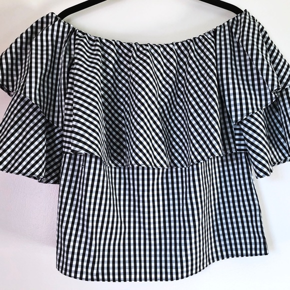 Off-the-shoulder gingham top - Picture 3 of 5