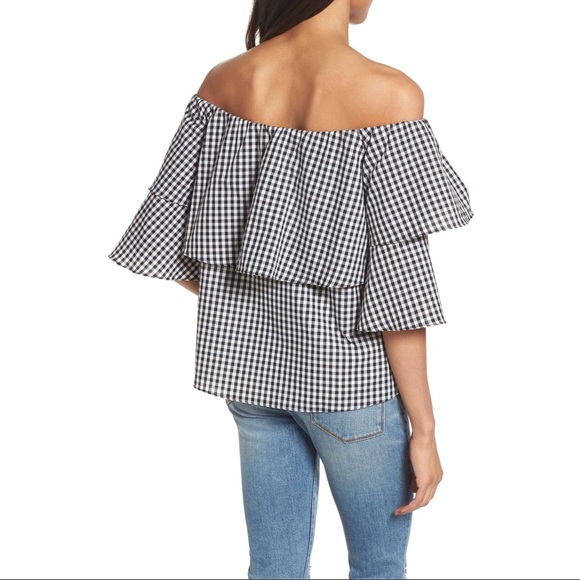 Off-the-shoulder gingham top - Picture 2 of 5