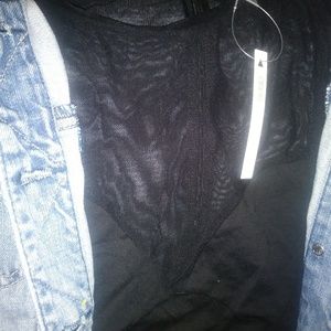 Black jumpsuit mesh sweetheart neckline