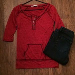 Edgy red space dye top