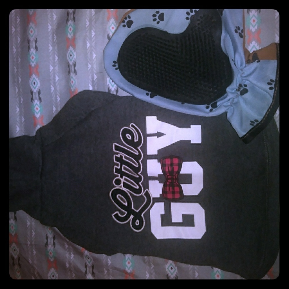 Lap dog sweatshirt/ grooming glove