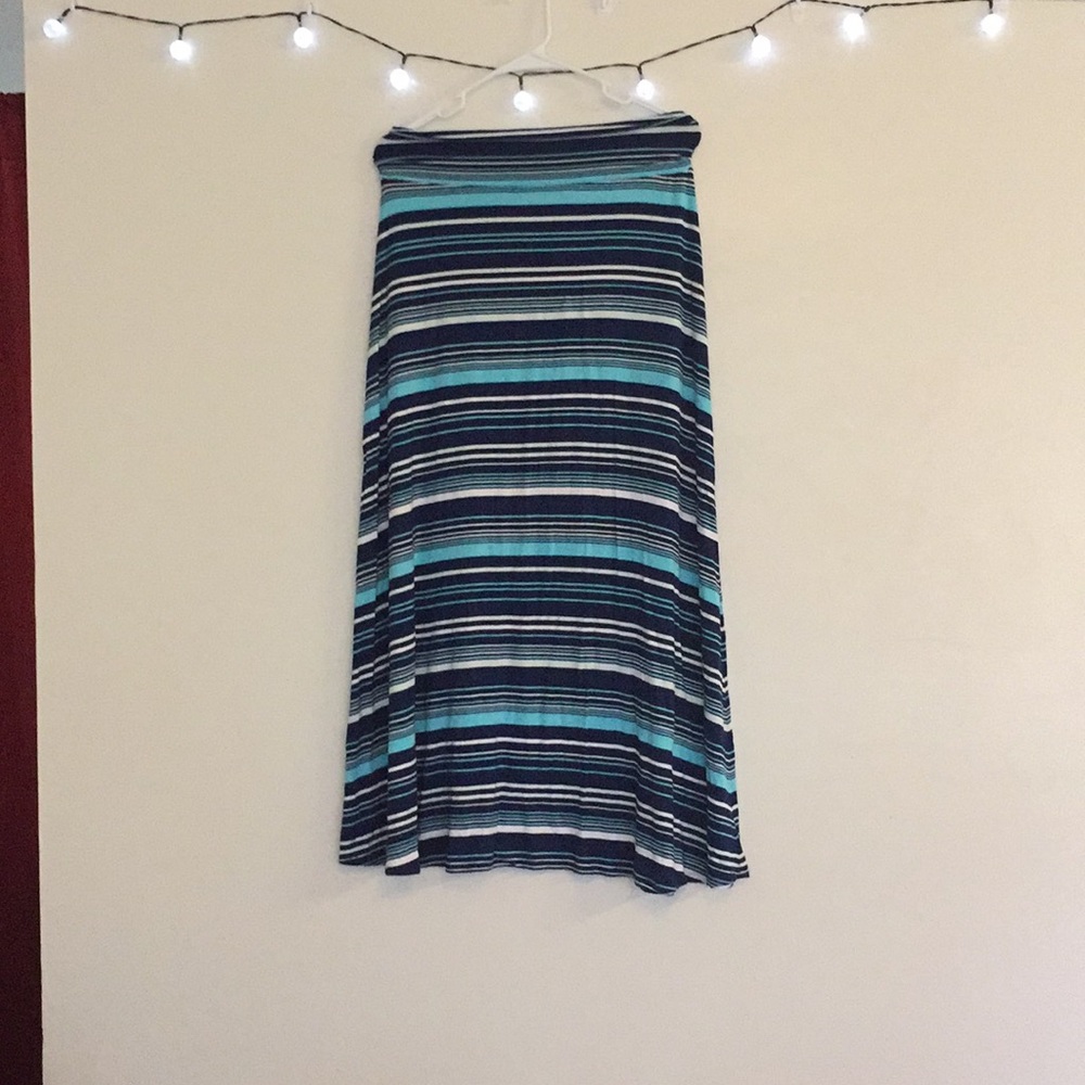 Merona Blue and White Stripped Maxi Skirt