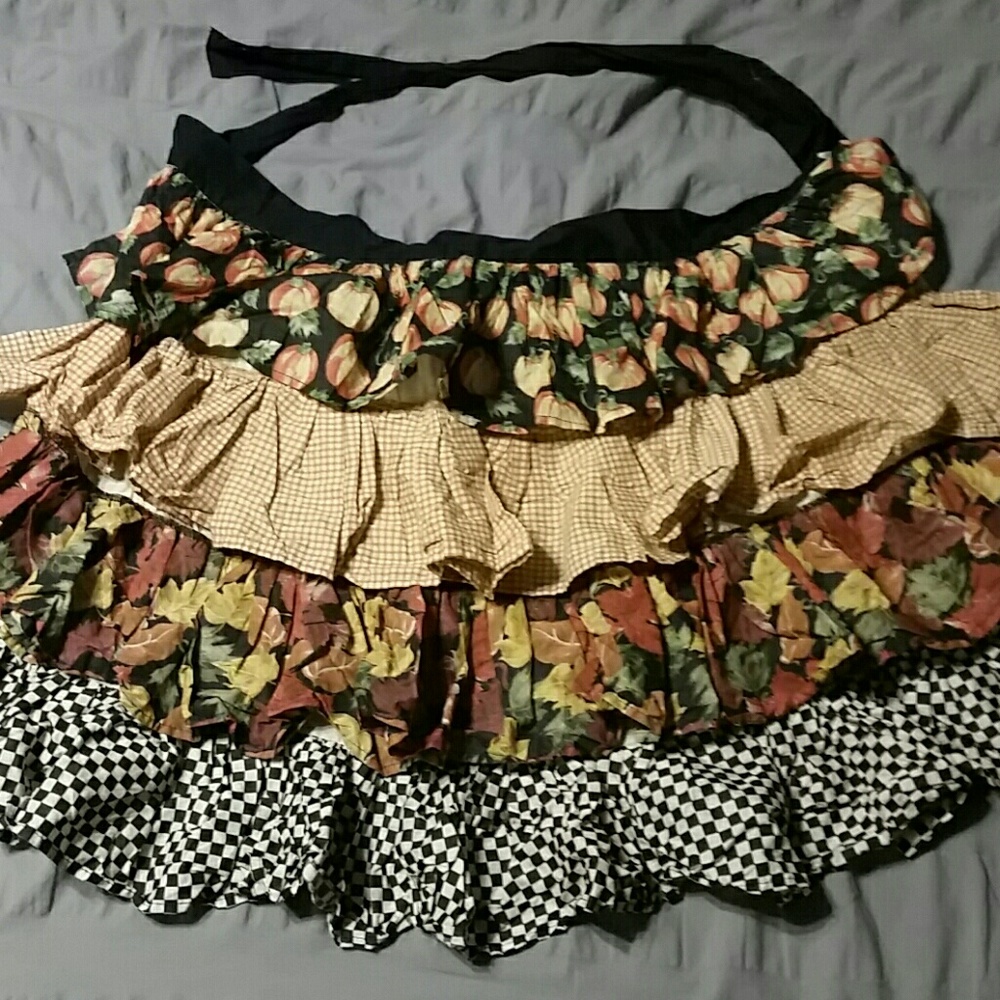Autumn pumpkin and fall leave apron