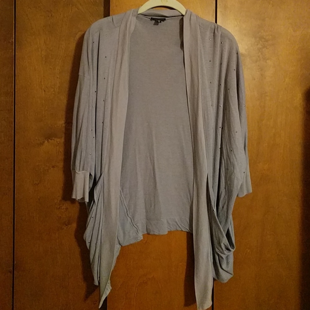 Rhinestone embellished light gray cover-up