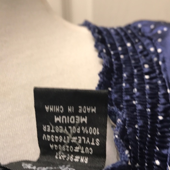 Gorgeous Navy Blue & White Satin Blouse - Picture 4 of 4