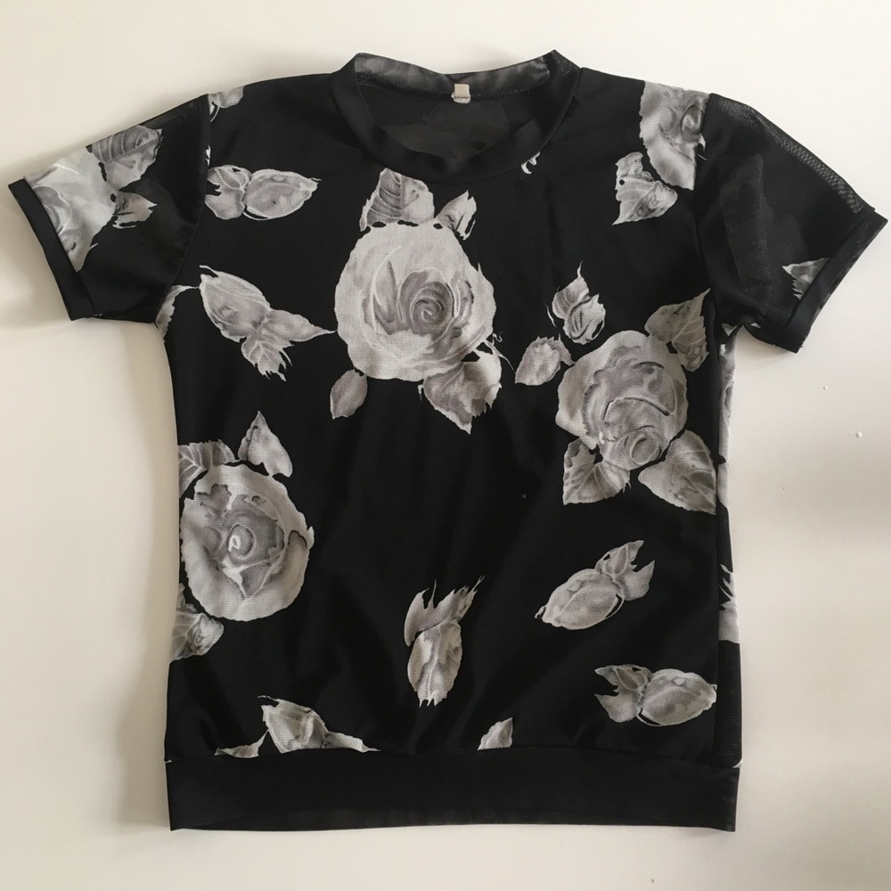 Vintage Rose Print T-Shirt