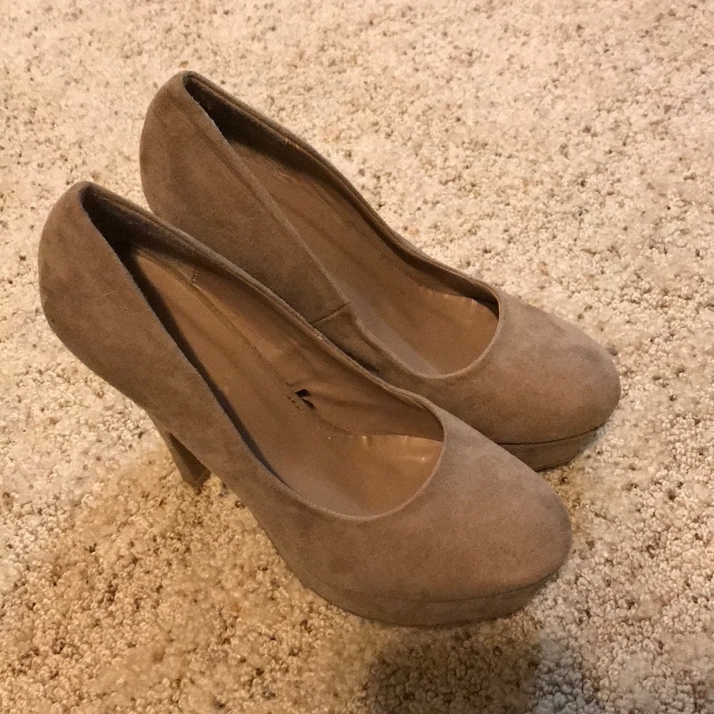 Tan platform heels