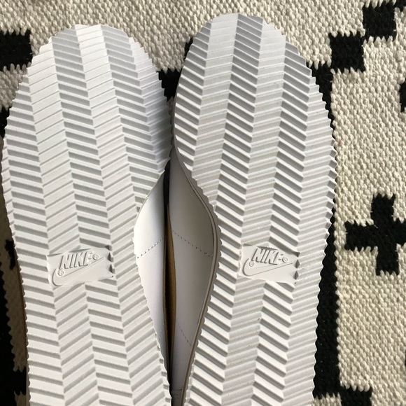Nike White + Gold Leather Cortez Sneakers - Picture 7 of 8