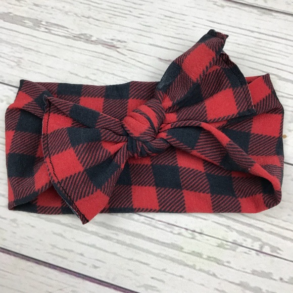 buffalo plaid baby bow