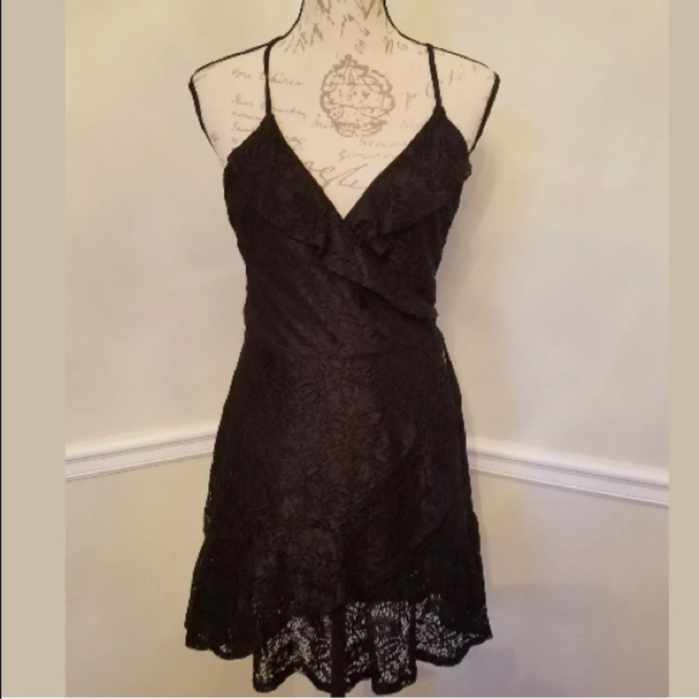 NWT Love Fire Black Lace Spaghetti Strap Dress