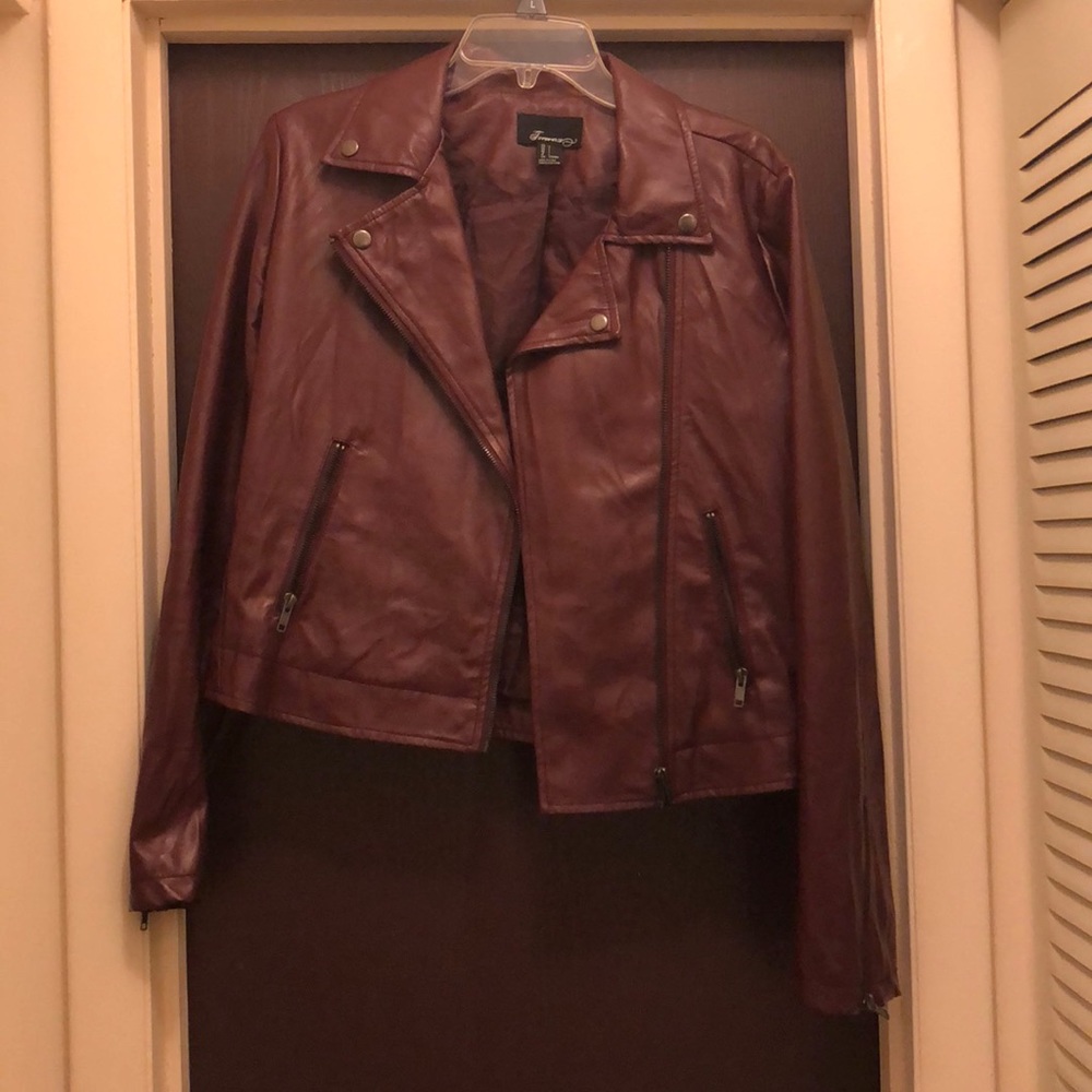 Maroon Faux Leather Jacket
