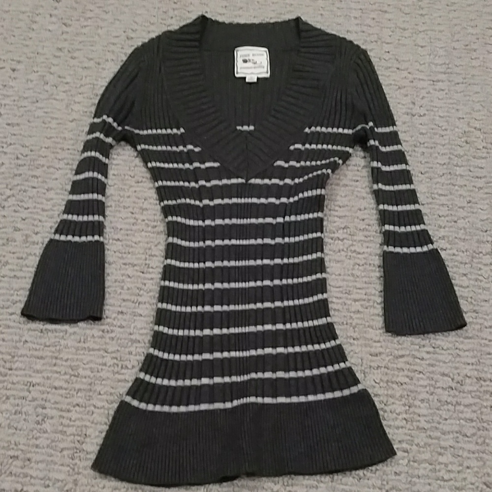 Gray, V-neck sweater