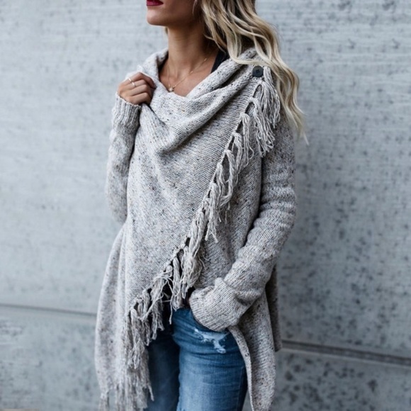 Grey Fringe Sweater - Picture 6 of 8