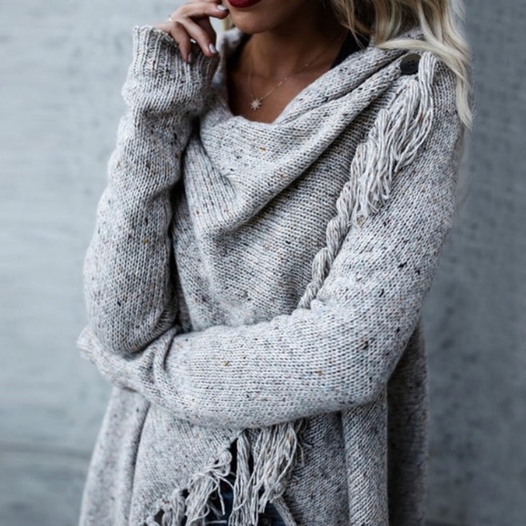Grey Fringe Sweater - Picture 2 of 8