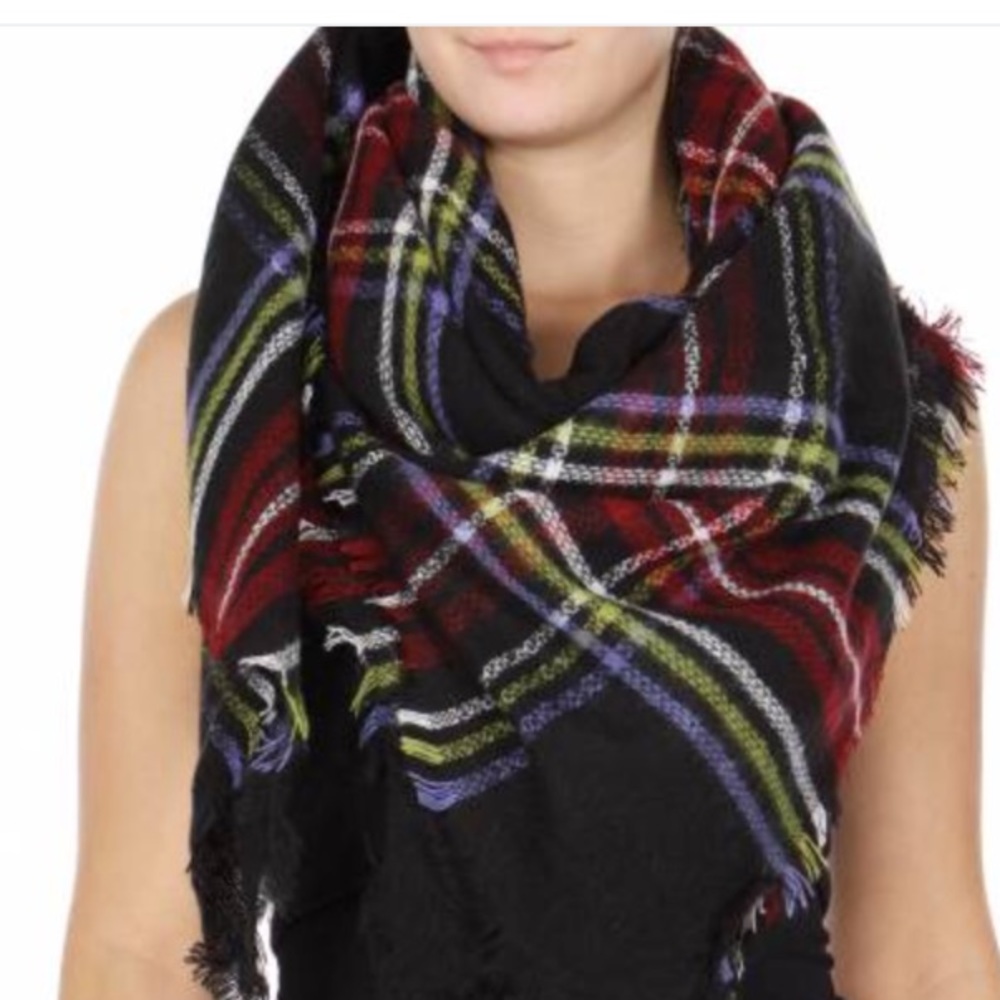 Plaid Blanket Scarf Black/Red
