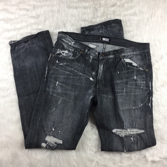 Grizzly Griptape Distressed Black Wash Jeans - Picture 1 of 7
