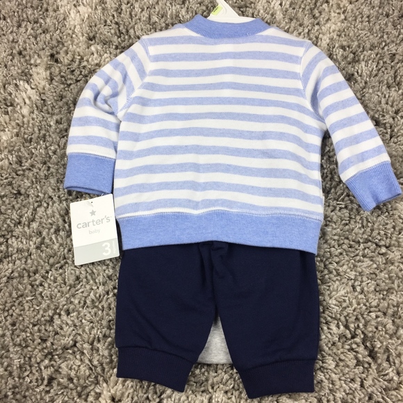 NEW Carter's Baby Boy 3 Piece Fall Set Blue Gray - Picture 2 of 5
