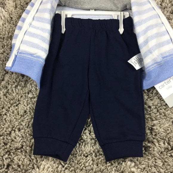 NEW Carter's Baby Boy 3 Piece Fall Set Blue Gray - Picture 4 of 5