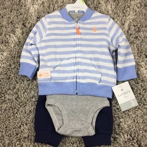 NEW Carter's Baby Boy 3 Piece Fall Set Blue Gray