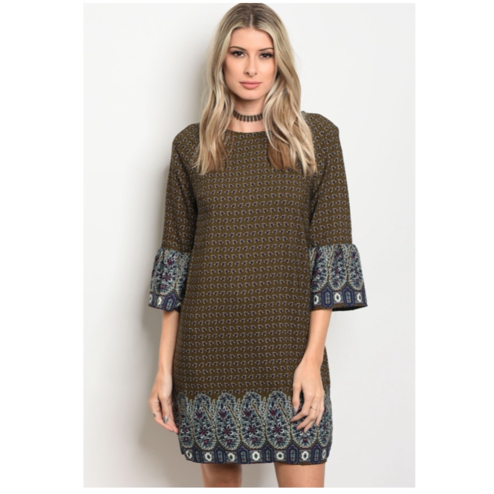 Olive and navy dress