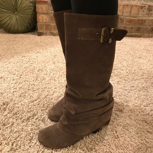 Naughty Monkey Brown Faux Suede Wedged Boots
