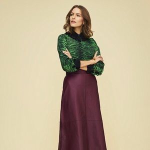 KENZO H&M 100% Silk Tiger Blouse Beaded Collar NWT