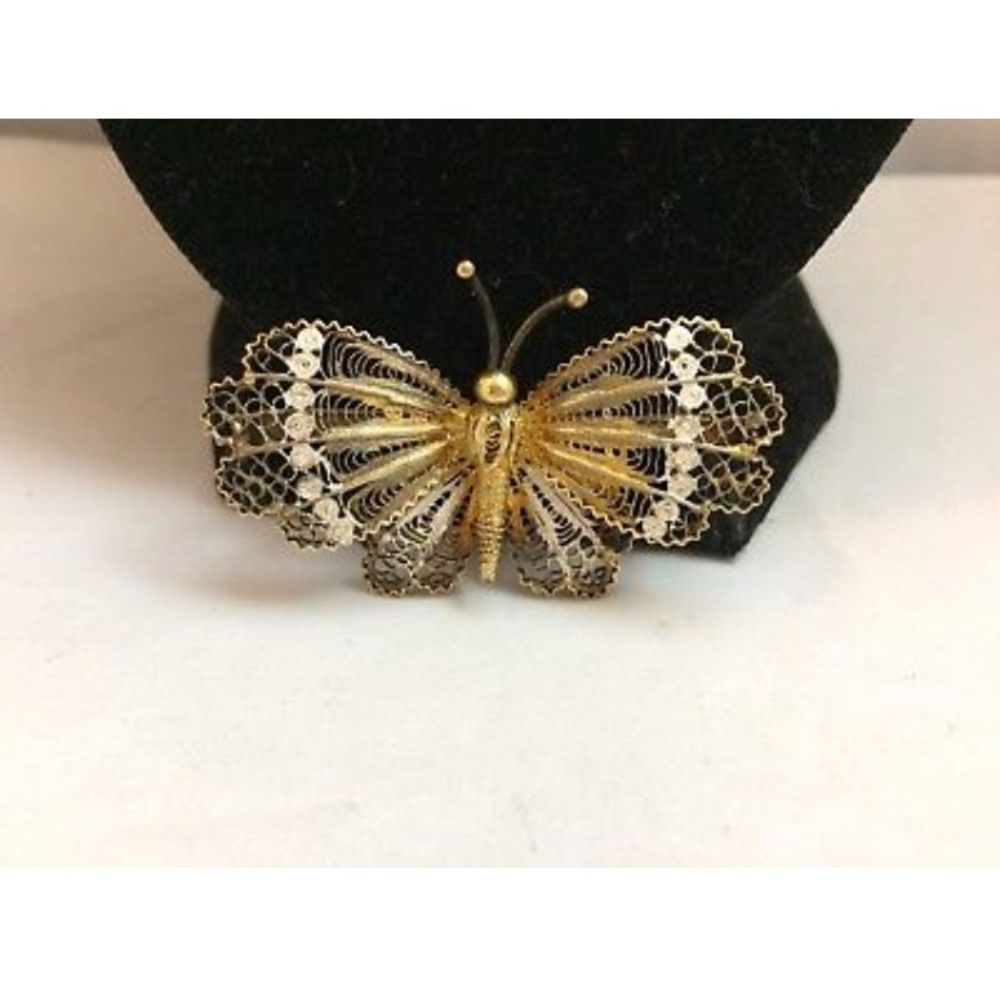 VTG. Sterling Silver Filigree Butterfly Brooch