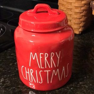 Rae Dunn Red Merry Christmas Cookie Jar
